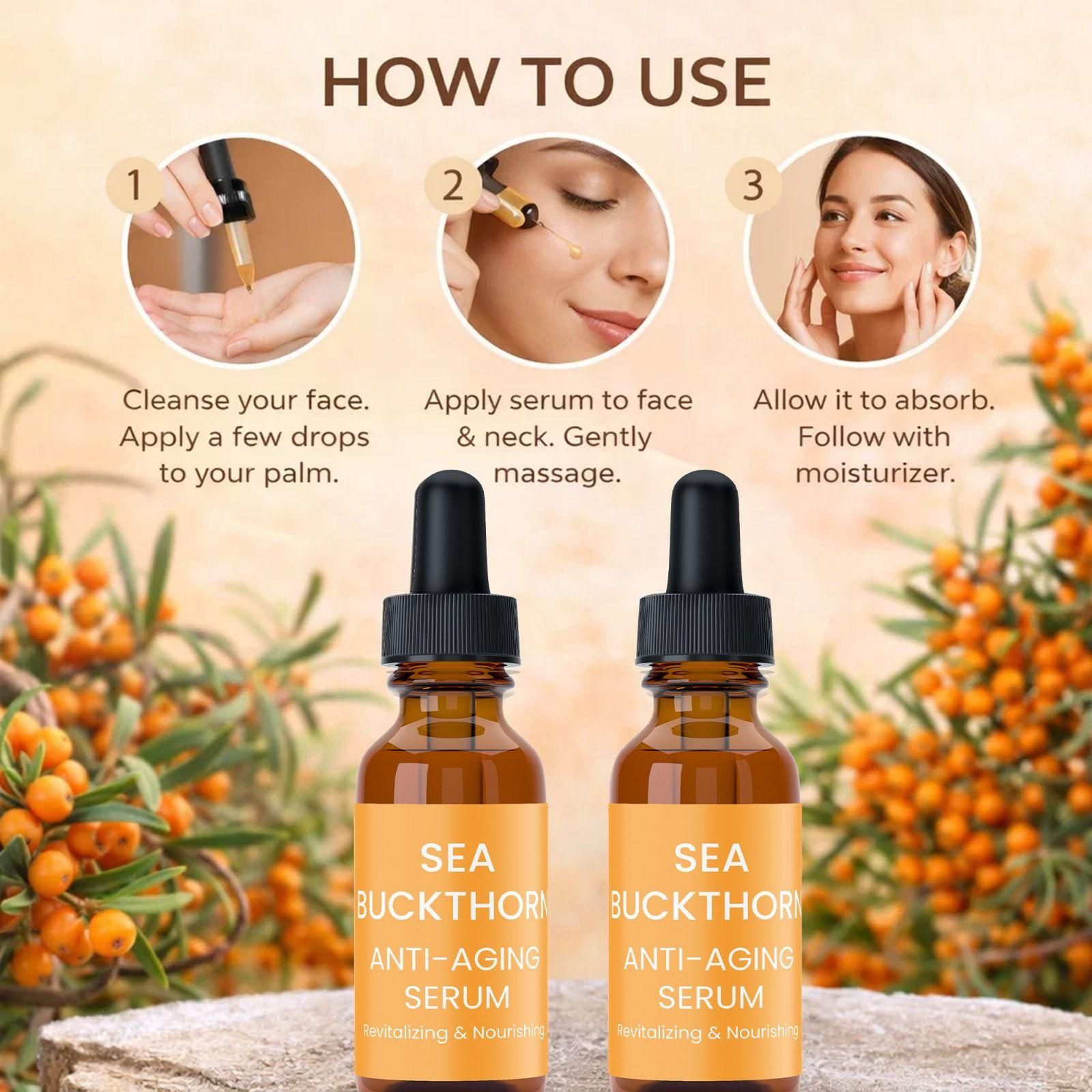 Sea Buckthorn Anti-aging Serum ? Revitalizing & Nourishing Skin 50ml Each (Pack of 2)